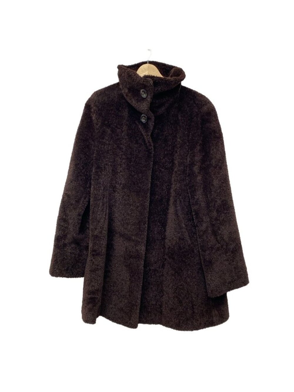 Max Mara Coat 42 M Dark Brown Alpaca Wool Long Sleeve Winter